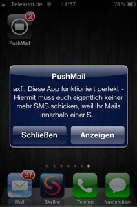 PushMail2 So sieht eine eingehende Benachrichtigung aus