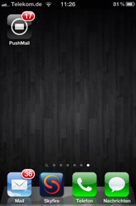 PushMail Ansicht der installierten App